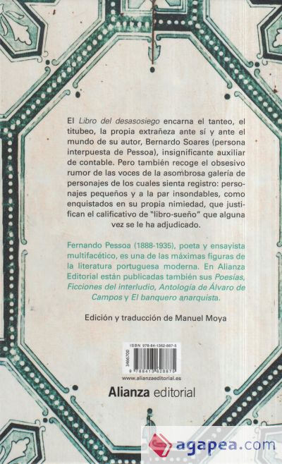 LIBRO DEL DESASOSIEGO FERNANDO PESSOA MANUEL MOYA 9788413628875