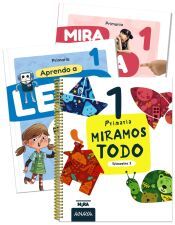 Portada de Miramos todo 1. Primer trimestre. + Aprendo a leer con Detectives del recreo + Mira, toca, siente... las mates 1