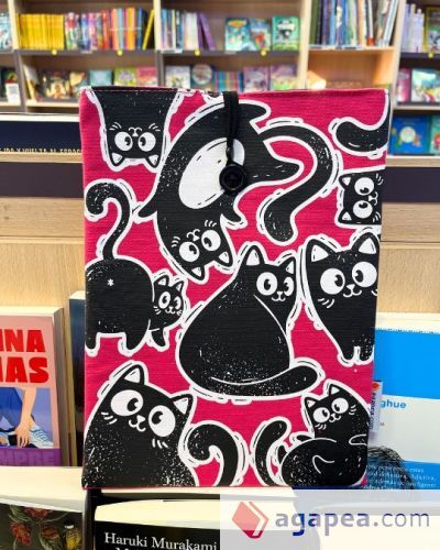 Funda de libro. Posturas gatunas rosa XL Funda de libro. Posturas gatunas rosa XL