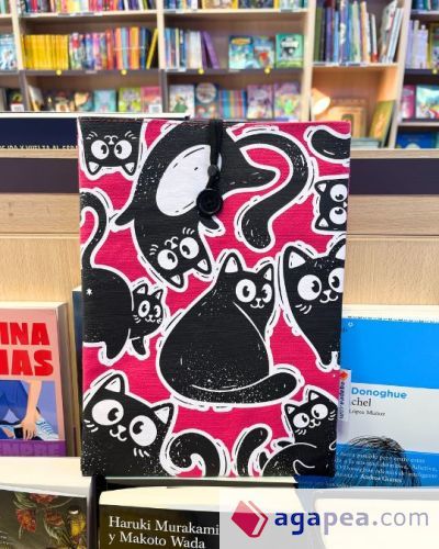 Funda de libro. Posturas gatunas rosa Funda de libro. Posturas gatunas rosa