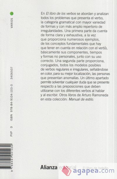 El libro de los verbos: Uso, conjugación y dudas El libro de los verbos: Uso, conjugación y dudas
