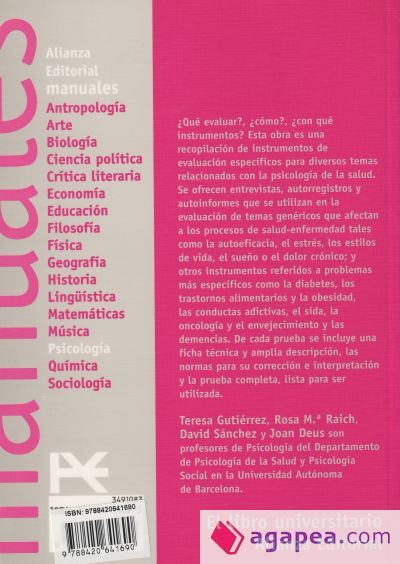 Instrumentos de evaluación en Psicología de la Salud Instrumentos de evaluación en Psicología de la Salud