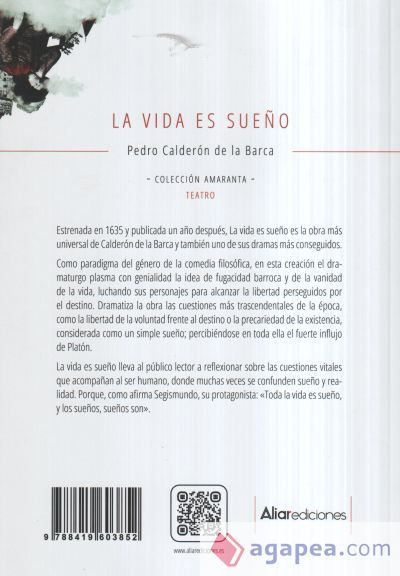 LA VIDA ES SUEÑO - PEDRO CALDERON DE LA BARCA - 9788419603852