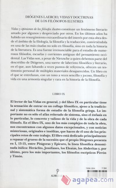 Vidas y opiniones de los filósofos ilustres y de cada escuela filosófica (Libro IX)