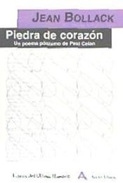 Portada de Piedra de corazón: un poema póstumo de Paul Celán