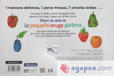 La pequeña oruga glotona 1 2 3. Libro títere de dedo