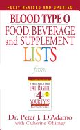 Portada de Blood Type O Food, Beverage and Supplemental Lists