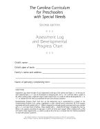Portada de The Carolina Curriculum for Preschoolers with Special Needs Assessment Log and Progress Chart