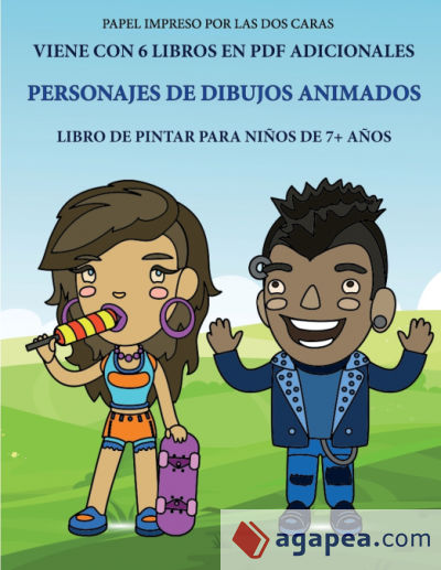 Libro de pintar para niños de 7+ años (Personajes de dibujos animados)