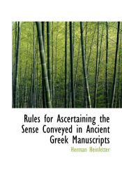 Portada de Rules for Ascertaining the Sense Conveyed in Ancient Greek Manuscripts