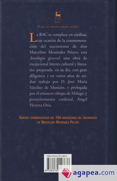 Antología general de Menéndez Pelayo, I