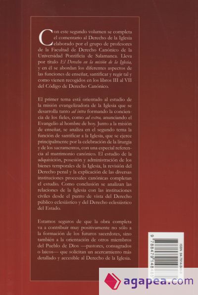 Derecho canónico. II: El derecho en la misión de la Iglesia