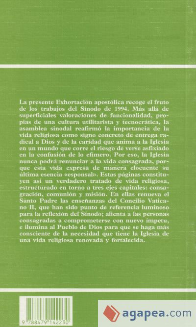 La vida consagrada. Exhortación apostólica Vita consecrata