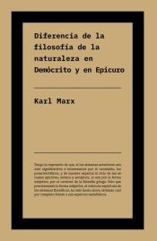 Portada de Diferencia entre la filosofía de la naturaleza en Demócrito y en Epicuro