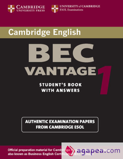 Cambridge Bec Vantage 1: Practice Tests from the University of Cambridge Local Examinations Syndicate