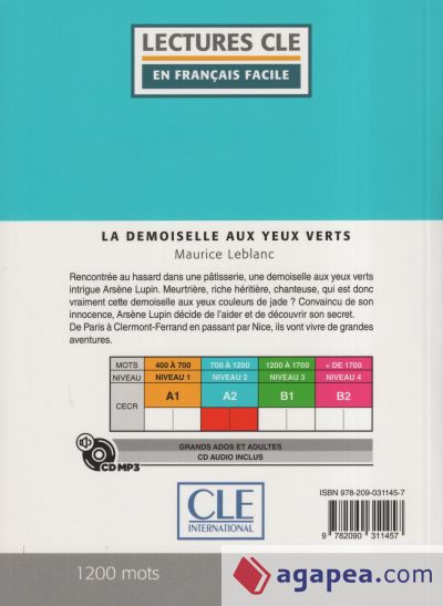 LA DEMOISELLE AUX YEUX VERTS - NIVEAU 2;A2 - LIVRE+CD
