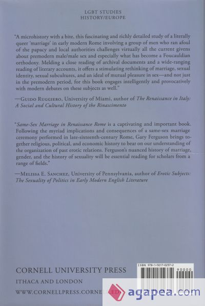 Same-Sex Marriage in Renaissance Rome: Sexuality, Identity, and Community in Early Modern Europe