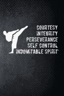 Portada de Courtesy integrity perseverance self control indomitable spirit: Taekwondo 5 tenets TKD Martial Art Fan 6x9' Journal / Notebook 100 page lined paper