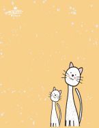 NOTEBOOK: CATS ON YELLOW COVER AND DOT GRAPH LINE SKETCH PAGES, EXTRA ...
