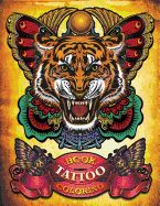 Portada de Tattoo Coloring Book: Hand-Drawn Set of Old School Tattoos Coloring Book (Relaxing, Inspiration)