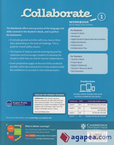 Collaborate English for Spanish Speakers. workbook with Practice Extra and Collaboration Plus. Level 1