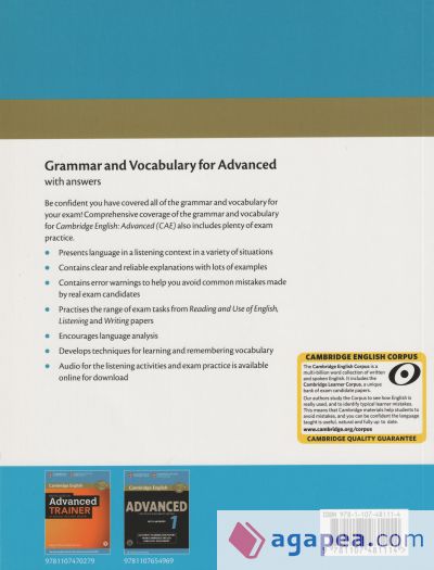 Grammar and Vocabulary for Advanced book with answers and audio