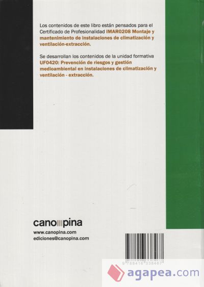 UF0420 Prevención de riesgos y gestión medioambiental en instalaciones de climatización y ventilación-extracción