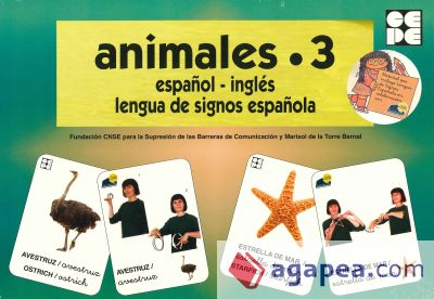 Animales 3, Español - Inglés. Lengua de signos española