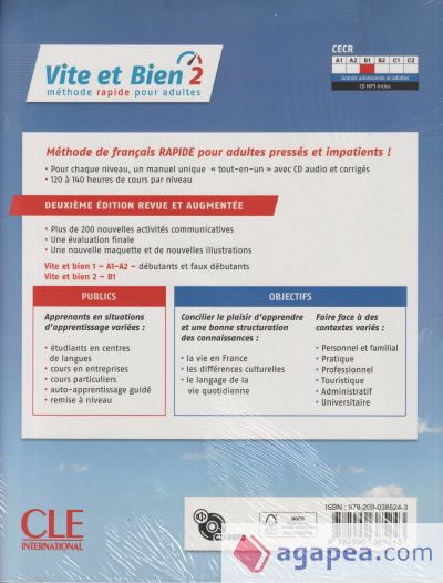 Vite et bien 2 . B1. 2édition. Avec Cd audio et corrigés