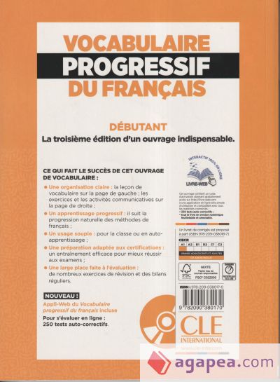 Vocabulaire progressif du français - Niveau débutant - 3ème édition - Livre + CD + Appli-web