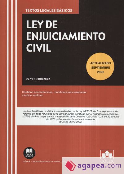 Ley de Enjuiciamiento Civil: Contiene concordancias, modificaciones resaltadas en color e índice analítico