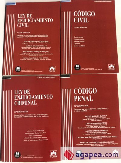 PACK 4 CÓDIGOS COMENTADOS: Código Civil, Código Penal, Ley de Enjuiciamiento Civil y Ley de Enjuiciamiento Criminal