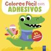 Colorea f&aacute;cil con adhesivos. Cocodrilo