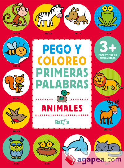 Animales - Pego y coloreo Primeras palabras