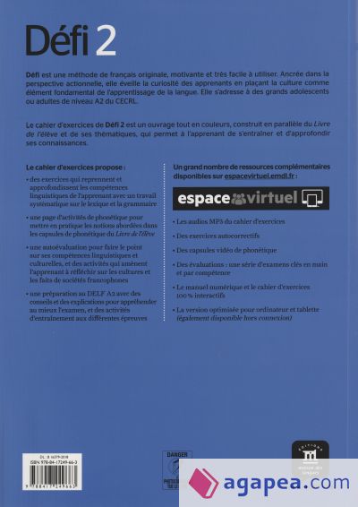 Défi 2 Cahier d'activités + MP3 téléchargeables. A2