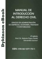 Portada de Manual de Introducción al Derecho Civil. Grados en administración de empresas, economía y finanzas y contabilidad (Ebook)