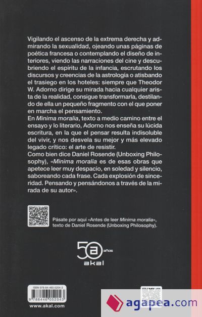 MINIMA MORALIA 50 ANIV. AKAL