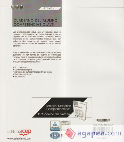Cuaderno del alumno. Competencia clave. Comunicación en lengua Castellana. Nivel III (FCOV02). Formación complementaria