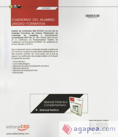 Cuaderno del alumno Gestión de contenidos Web. Certificados de profesionalidad. Gestión de marketing y comunicación