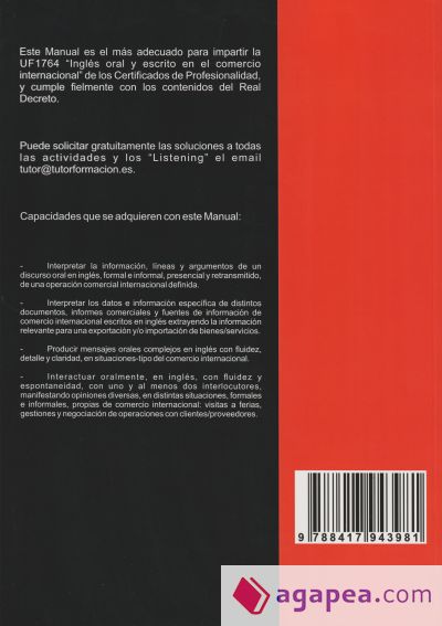Inglés oral y escrito en el comercio internacional. UF1764 Inglés oral y escrito en el comercio internacional. UF1764