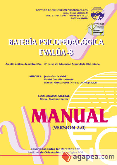Batería psicopedagógica evalúa-8. Manual