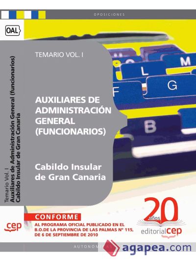 Auxiliares de la Administración General del Cabildo Insular de Gran Canaria. Funcionarios. Temario, vol. I