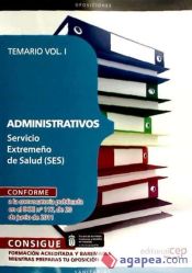 Portada de Administrativos del Servicio Extremeño de Salud (SES). Temario Vol. I
