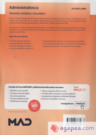 Administrativo/a Seguridad Social (acceso libre). Temario General volumen 1. Administración General del Estado