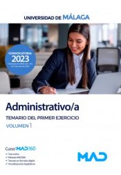 Portada de Administrativo/a. Temario del primer ejercicio volumen 1. Universidad de Málaga