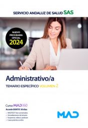 Portada de Administrativo/a. Temario específico volumen 2. Servicio Andaluz de Salud (SAS)