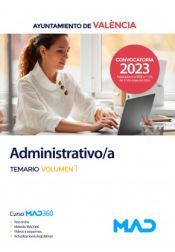 Portada de Administrativo/a. Temario volumen 1. Ayuntamiento de València