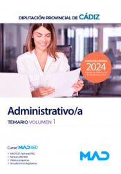 Portada de Administrativo/a. Temario volumen 1. Diputación Provincial de Cádiz