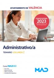 Portada de Administrativo/a. Temario volumen 2. Ayuntamiento de Valencia