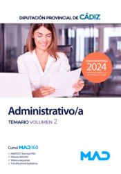 Portada de Administrativo/a. Temario volumen 2. Diputación Provincial de Cádiz